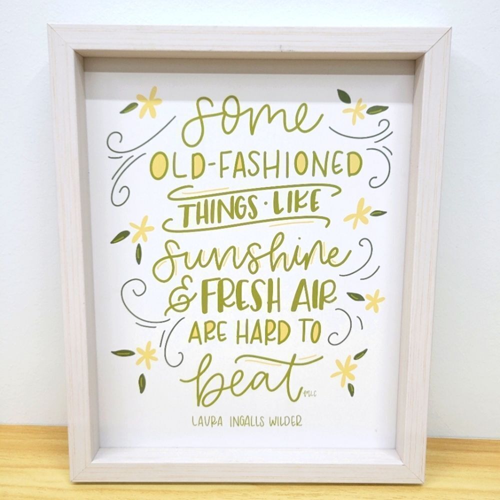 Laura Ingalls Wilder Quote Wall Art – Sunshine & Fresh Air Print in Frame